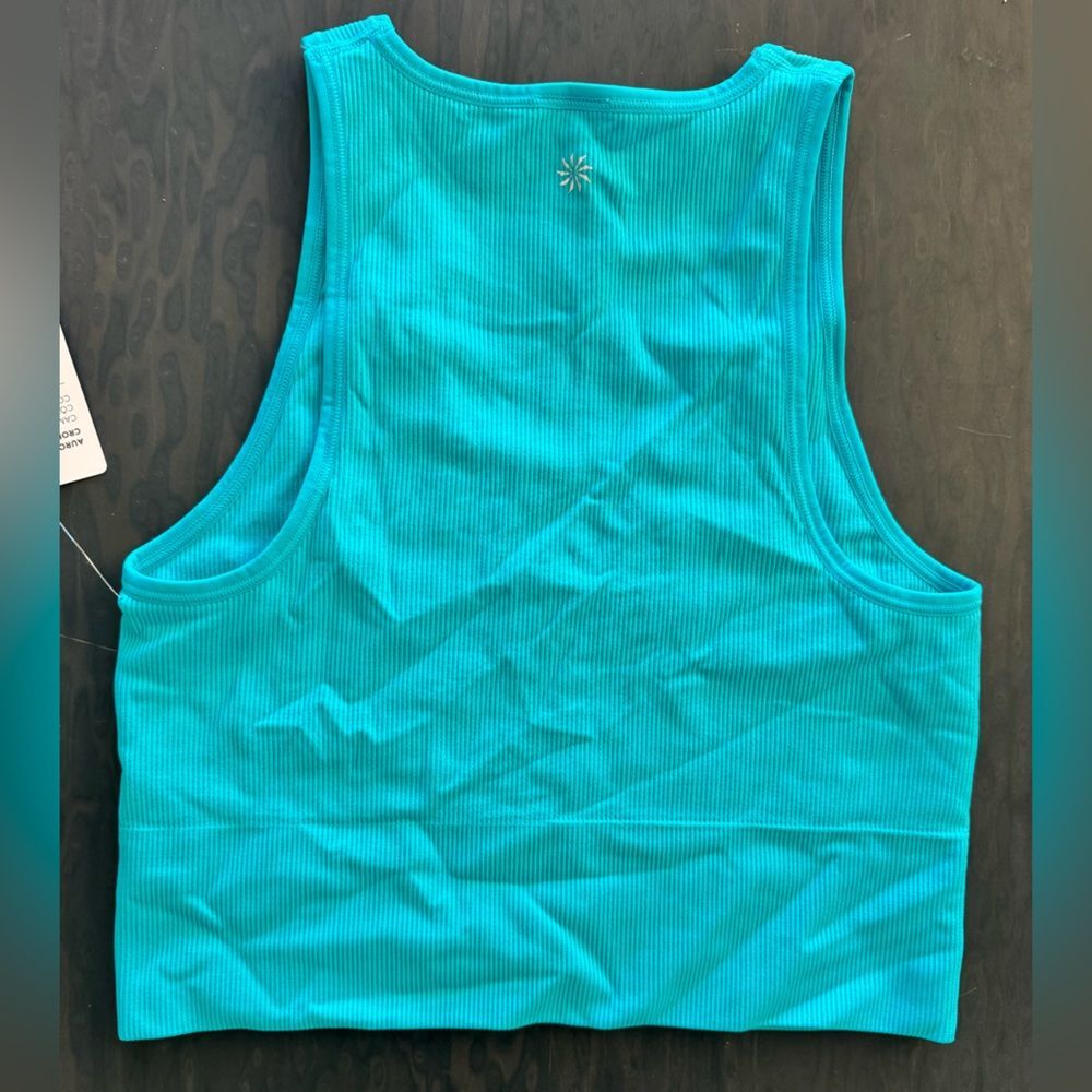 NWT Athleta Aqua Blue Ribbed Top - Picture 4 of 4